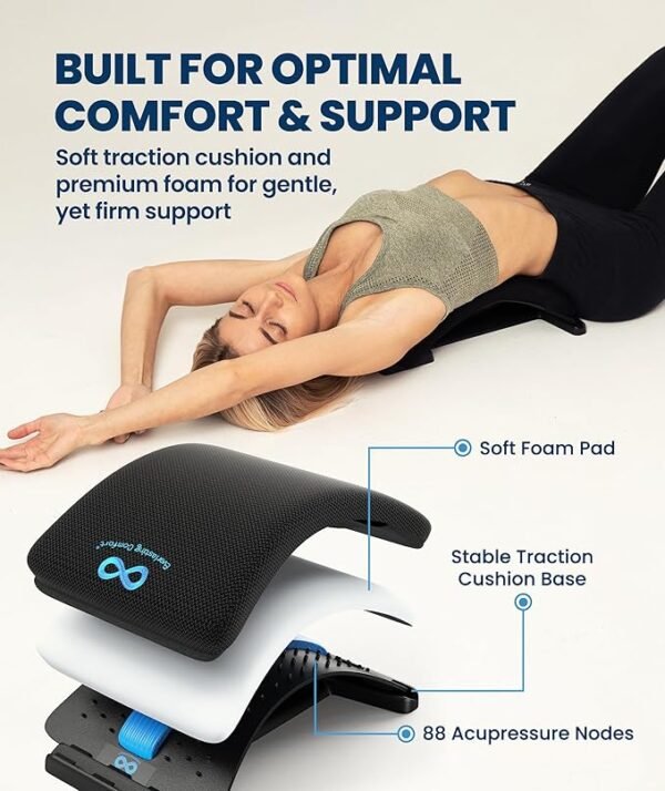 81yQt3QAAvL._AC_SX679_ Everlasting Comfort Lumbar Support Board Back Stretcher for Lower Pain Relief - Adjustable Spine Decompression with 88 Acupressure Nodes - Back Cracking Device with Chair Strap for Posture Correction