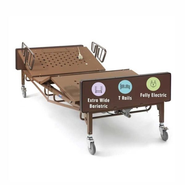 Full Electric Hospital Bed with innerspring Mattress and Full Rails Included - for Home Care Use and Medical Facilities - Fully Adjustable, Easy Transport Casters, Remote - 80" x 36"