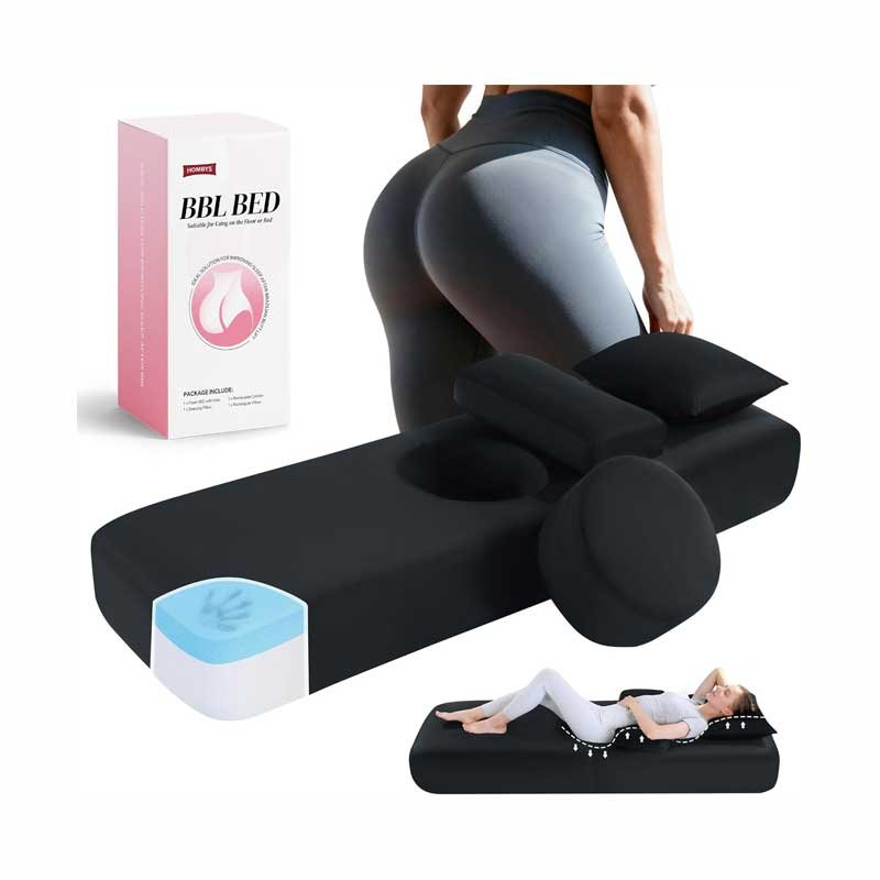 HOMBYS Memory Foam BBL Bed After Surgery for Sleeping with Hole, High-Density Foam Supportive BBL Mattress with Head & Lumbar Pillows, Brazilian Butt Lift Recovery Mattress, 75" Lx25.6“Wx10”H
