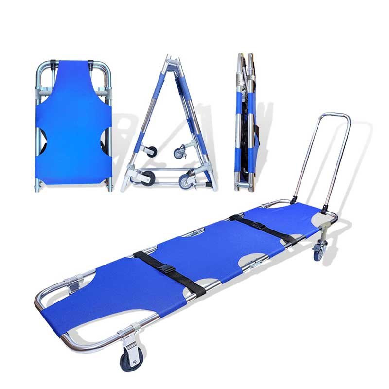 JJFFTAO，Rescue Stretcher，Medical Stretcher，Aluminum 4-Wheel Foldable Stretcher Trolley with Drawbar，Gurney Stretcher can Hold 350 lbs，Used in fire Rescue, Fitness venues, Hospitals, etc