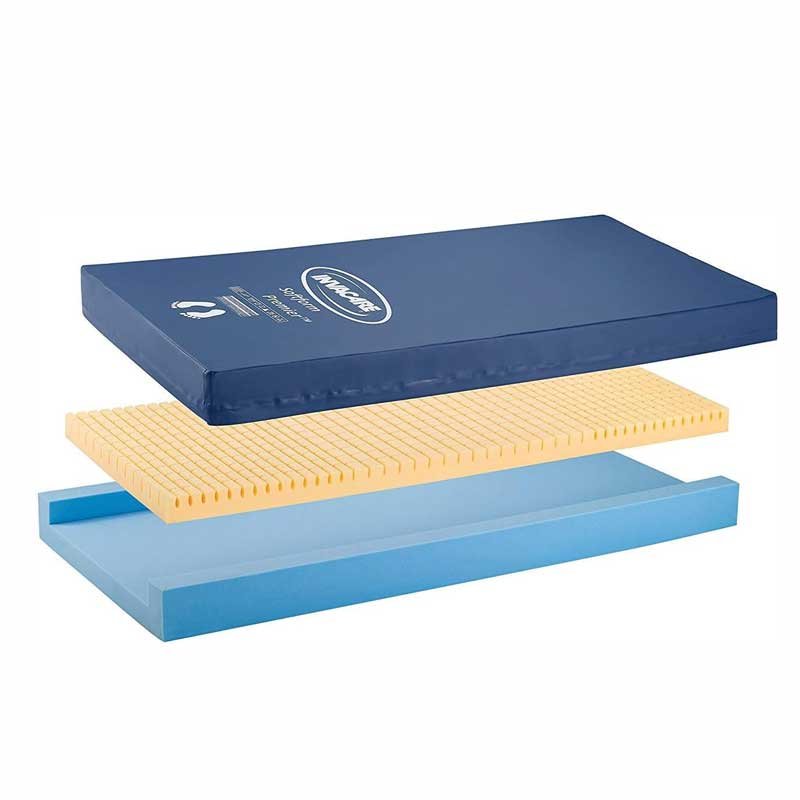 Invacare Premier Hospital Bed Mattress, Foam, Fluid-Resistant Cover Flexes in Right Places to Relieve Body Pressure, Firm Mid-Section & Soft Head/Feet Section, Enhanced Side Support for Safe Transfers