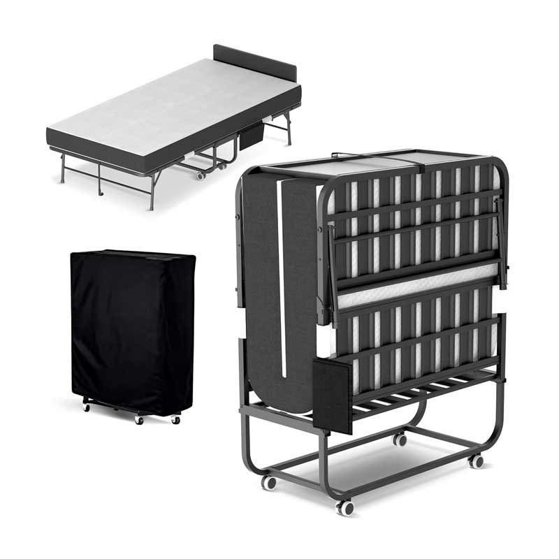 Folding Bed with Mattress,Rollaway 5-Inch Memory Foam Foldable Guest Bed for Adults, 500lbs Capacity with Storage Cover and Sturdy Metal Frame,Portable,Space Saving of Easy Storage,75"*37.5"
