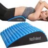 blue YESINDEED Back Stretcher Pillow – Lumbar Support Cushion for Back Stretching, Posture Support, Ergonomic Drop Shape Design, Comfortable Use at Home, Office or Floor (Pink)