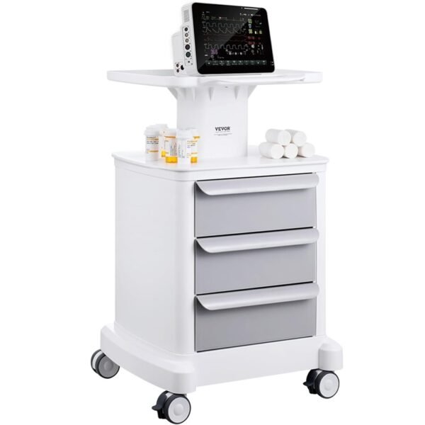 cart med VEVOR 4 Tiers Lab Carts, Lab Utility Cart with 3 Drawers & 1 Top Tray, Mobile Medical Cart with ABS Material, Lab Rolling Cart with 4 Silent Wheels for Lab, Clinic, Hospital, Salon, White