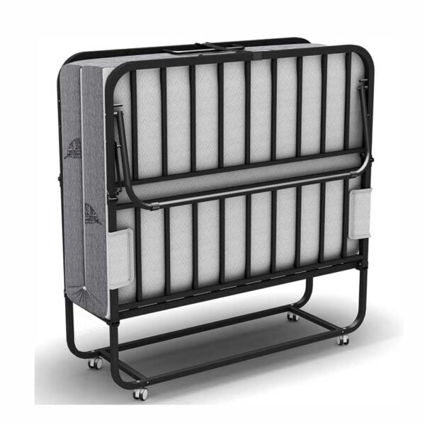 Folding Bed with Mattress Full Size 75 X 54 inch for Adults Extra Large Foldable Rollaway Portable Fold Up Guest Spare School Holiday Hotel Bed 5" Memory Foam Mattress on Wheels