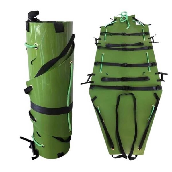 EVA Roll-Up Rescue Stretcher – Lightweight Foldable Stretcher with Multiple Handles and Straps for Aerial and Ground Evacuation (Green)