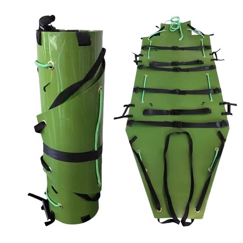 EVA Roll-Up Rescue Stretcher – Lightweight Foldable Stretcher with Multiple Handles and Straps for Aerial and Ground Evacuation (Green)