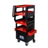 4-Level Multi-Functional Diagnostic Trolley (Black&Red) - Lockable Cabinet, 360° Rotating Casters & Layered Storage