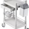 Mount Plus MT01 2 Tier Mobile Medical Cart Trolley with Drawer, Trash Cans, Waste Bowl | Beauty Salon Rolling Trolley with 360° Rotate Wheels | Heavy Duty Utility Cart for Hospital Dental Clinic