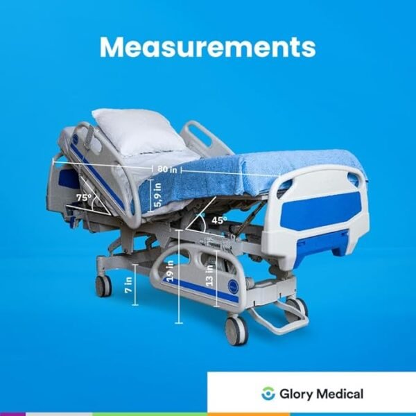 Point A PAM‑5 Enhanced Full Electric ICU Hospital Bed for Home or Facility Use, 5.9" USA‑Made Memory Mattress, LINAK Motor, Central Locking, 6" Casters, Includes 2 Bed Sheets and Battery Backup