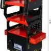 4-Level Multi-Functional Diagnostic Trolley (Black&Red) - Lockable Cabinet, 360° Rotating Casters & Layered Storage