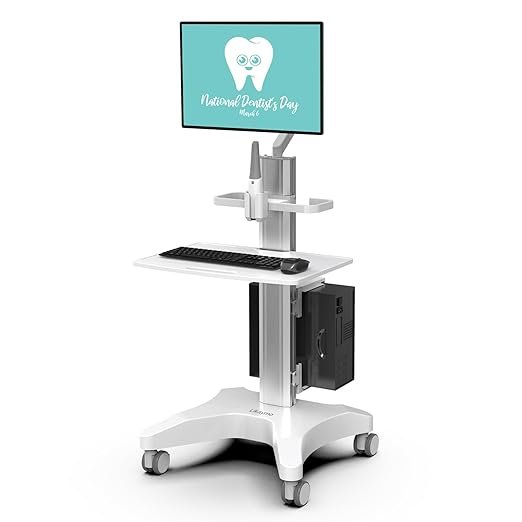 51pSZBhuSOL._SX522_ Mobile Medical Trolley Dental Cart with Pneumatic Arm & Oral Scanner Holder | 360° lockable wheels, 30kg Load tray,Hiddern cable management, mobile cart for dental,hospital,beauty salon,sit/stand use