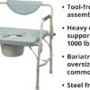 McKesson Heavy-Duty Bariatric Commode Chair with 12 qt Bucket, 1000 lbs Weight Capacity, 23 1/4 in Seat Width, 1 Count