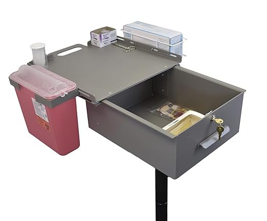 American Made Mobile Phlebotomy Cart & Medical Carts with Wheels, Large Storage Drawer, Keyed Lock for Storing Medical Supplies, Med Cart, Medical Utility Cart & Dialysis Supply Trolley
