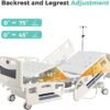 Premium 5 Function Full Electric ICU Hospital Bed with 4.7" Mattress for Home Use-17.7" - 29.5" Height Range-CPR One-Click Recovery-5" Casters, 550LBS Loading, Adjustable Medical Bed Frame-Navy
