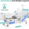 Premium 5 Function Full Electric ICU Hospital Bed with 4.7" Mattress for Home Use-17.7" - 29.5" Height Range-CPR One-Click Recovery-5" Casters, 550LBS Loading, Adjustable Medical Bed Frame-Navy