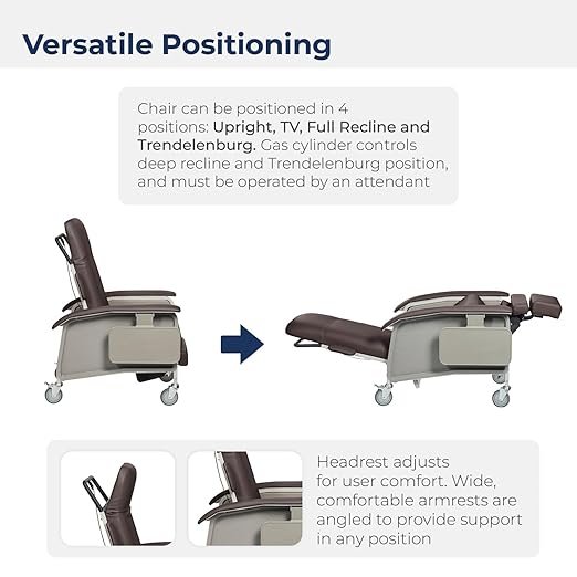 6196HP1ZGwL._SX522_ Drive Medical 4 Position Clinical Care Geri Chair Recliner, Reclining Padded Chair with Armrests, Chocolate