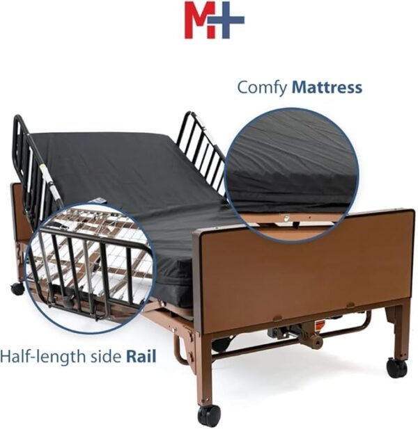 Fully Electric Hospital Bed Set - Foam Mattress, Half Rails Included - Enhanced Comfort, Convenience