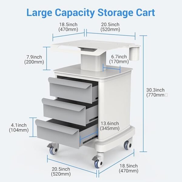 61FR92SoWRL._AC_SX679_ Rolling Medical Cart with Wheels and Drawers Mobile Trolley Carts Professional Ultrasound Cart with Caster Wheels for Hospitals, Offices, Clinics, Bedrooms, and Beauty Practices