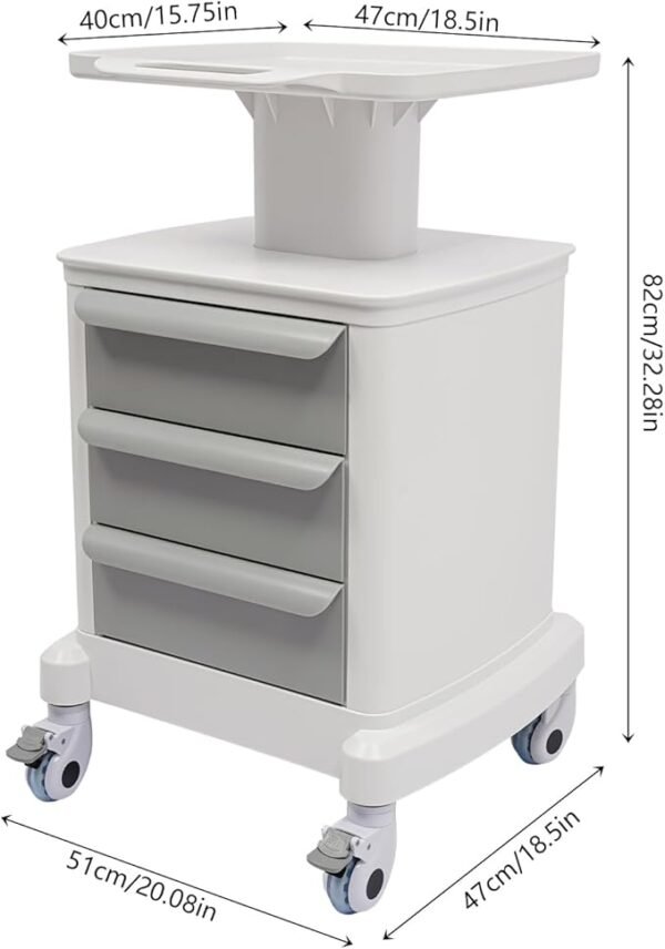 Mobile Medical Cart with 3 Drawers, Utility Cart with Wheels Commercial Hospital Office Lab Cart Beauty Salon Storage Trolley, for Hospital Lab Clinic Pet Shop