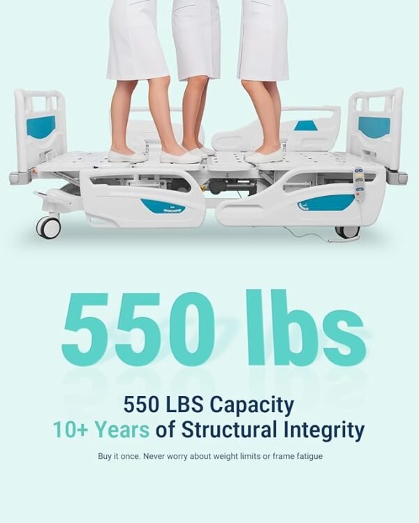 Upgrade 6-Function Full Electric Hospital Bed, hospital beds for home use with CPR One-Click Recovery, Timotion Motor, Weight capacity up to 550 lbs, Adjustable Medical Bed for Elderly Patients