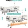 Premium 5 Function Full Electric ICU Hospital Bed with 4.7" Mattress for Home Use-17.7" - 29.5" Height Range-CPR One-Click Recovery-5" Casters, 550LBS Loading, Adjustable Medical Bed Frame-Navy
