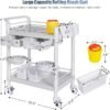 61a4PD1KmKL._AC_SX679_ Medical Carts with Wheels 2 Tier Mobile Beauty Cart 220 LBS Capacity Hospital Trolley Cart Dental Clinic