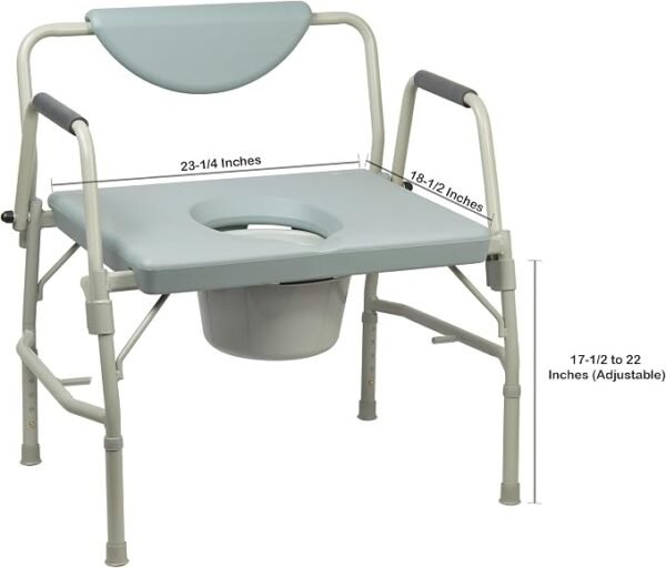 McKesson Heavy-Duty Bariatric Commode Chair with 12 qt Bucket, 1000 lbs Weight Capacity, 23 1/4 in Seat Width, 1 Count
