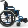 Medline Pediatric Wheelchair with 12" Wide Nylon Seat with Seat Belt, 250 lb. Weight Capacity, Telescoping Handles, Swing-Back Desk-Length Arms, Swing-Away Footrests & Vibrant Blue Frame