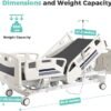 Premium 5 Function Full Electric ICU Hospital Bed with 4.7" Mattress for Home Use-17.7" - 29.5" Height Range-CPR One-Click Recovery-5" Casters, 550LBS Loading, Adjustable Medical Bed Frame-Navy