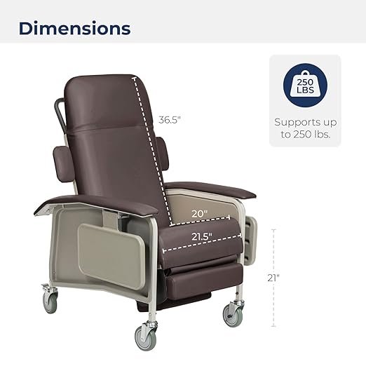 61hrtiYogCL._SX522_ Drive Medical 4 Position Clinical Care Geri Chair Recliner, Reclining Padded Chair with Armrests, Chocolate
