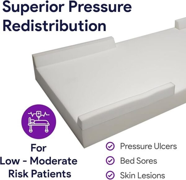 ProHeal Foam Hospital Bed Mattress for Pressure Redistribution, Raised Rails - 36" x 76" x 6" x 3" Rails - High Density Foam for Deep Immersion - Low to Moderate Bed Sore Treatment Mattresses