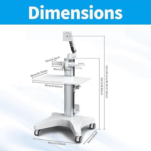 61nVgL0sHhL._SX522_ Mobile Medical Trolley Dental Cart with Pneumatic Arm & Oral Scanner Holder | 360° lockable wheels, 30kg Load tray,Hiddern cable management, mobile cart for dental,hospital,beauty salon,sit/stand use