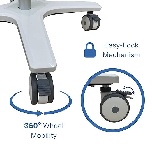 Premium Medical Cart for Handheld Ultrasound, Universal Tablet & iPad Mount, 360° Lockable Wheels, Probe & Gel Bottle Holders