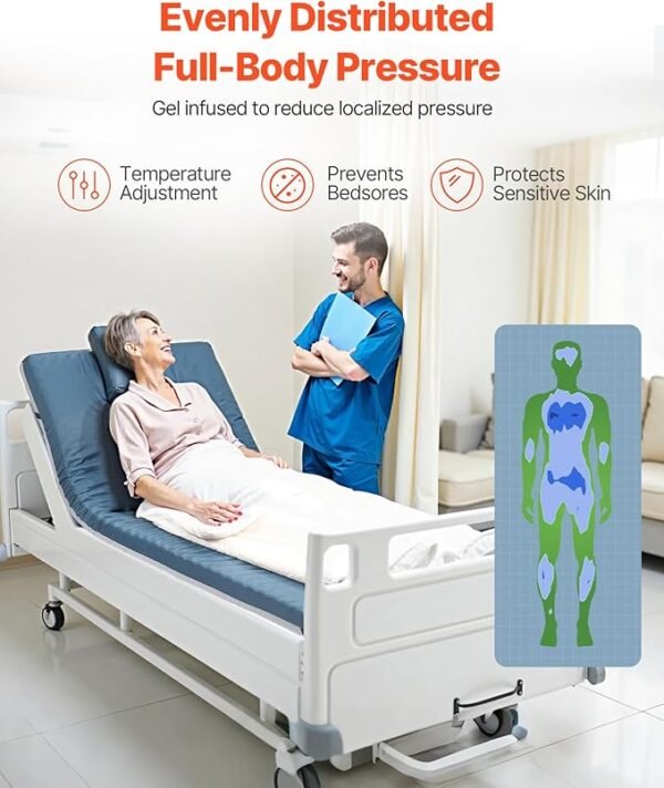 VEVOR Hospital Bed Mattress, 300 lbs Load, Long Term Care Pressure Redistribution Medical-Grade Dual Layer Foam Mattress, Waterproof for Bedsore Treatment Nursing Homes and Home Care, 34 x 76 x 3.5 in