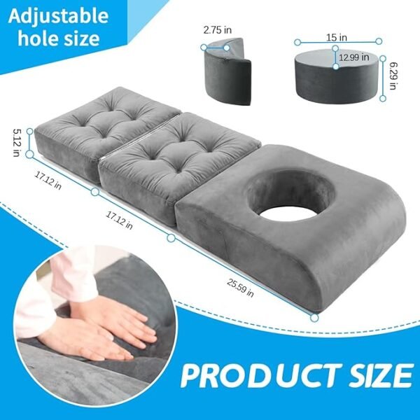 BBL Cushion, Tri-Fold BBL Pillow After Surgery for Sleeping, Adjustable-Size Hip Opening, Flexible Disassembly and Placement, Colchon para BBL with Hole, Enhance Comfort Soft Sponge Support
