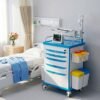 Medical Rolling Storage Crash Cart with Wheels, 5-Tier Medical Cart with Drawers, Adjustable IV Pole, Trash Bin & O2 Holder, Needle Disposal Holder, Silent Casters, Ideal for Hospitals (Grey)