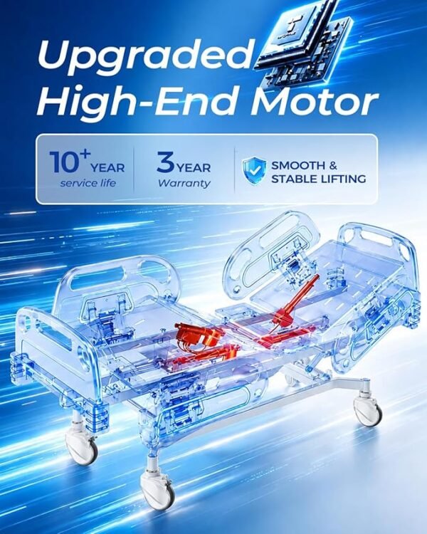 5 Function 600LBS Full Electric Hospital Bed, Beds for Home Use, Special Needs Medical Bed for Seniors with Mattress, Adjustable Hospital, Frame IV Pole, Medical Equipment Beds