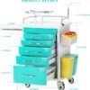 714K+WeO0uL._AC_SX679_ Medical Cart,Emergency Rolling Crash Cart with CPR Board,Adjustable IV Pole&O2 Holder,Silent Casters,Mobile Emergency Medical Cart with Drawer Dividers for Hospital Clinic Nursing Facilities (Red)