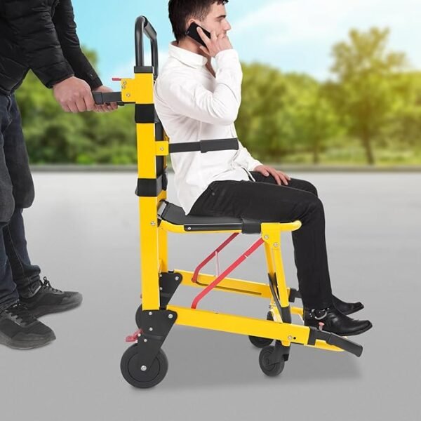 EMS Mobility Chair, Medical Emergency Patient Transfer Chair, 4-Wheel Evacuation Chair Load-Capacity 396.83lbs for First Aid Centers, Ambulances, Hospitals, Medical Institutions (Yellow)