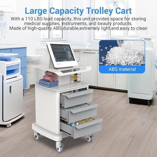 716brSpfBXL._AC_SX679_ Rolling Medical Cart with Wheels and Drawers Mobile Trolley Carts Professional Ultrasound Cart with Caster Wheels for Hospitals, Offices, Clinics, Bedrooms, and Beauty Practices