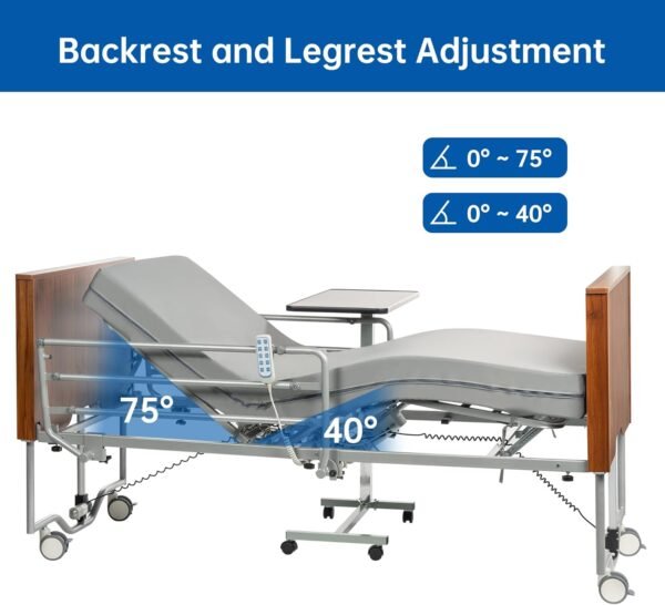 7188QoPx71L._AC_SL1500_ Hospital Bed with 3 Electric Functions, Ultra Low Electric Medical Bed with 6" Foam Mattress, Adjustable Height 7.2”-27.7”, Easy Installation, 530 lbs Capacity