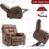 FUNECORP Big Man Power Lay Flat Lift Chair Oversized Recliner Dual Motor Heat Vibration for Elderly, Overstuffed Electric Extra Wide Recliners with Flip Arm Storage Cup Holders,USB Type C Charging