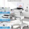 Professional Medical Cart with 150 lbs Capacity – Adjustable Height Rolling Trolley for Hospital, Dental Clinic, Beauty Salon – 360° Silent Lockable Wheels (with 7 Drawers/White)