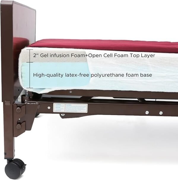 AireMed InstantEase Hybrid+ Multi Layered Hospital Bed Mattress - 2” Gel Infusion Memory Foam Top Layer for Comfort and Support - CertiPUR-US Certified - Bed Sore and Ulcer Prevention - 36” x 80” x 6”