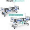 Advanced 5-Function Full Electric Hospital Bed,90% Pre-Installed,Adjustable Height ICU Medical Bed for Home Use with 4.7" Waterproof Mattress,5" Large Locking Casters,IV Pole,550LBS Loading