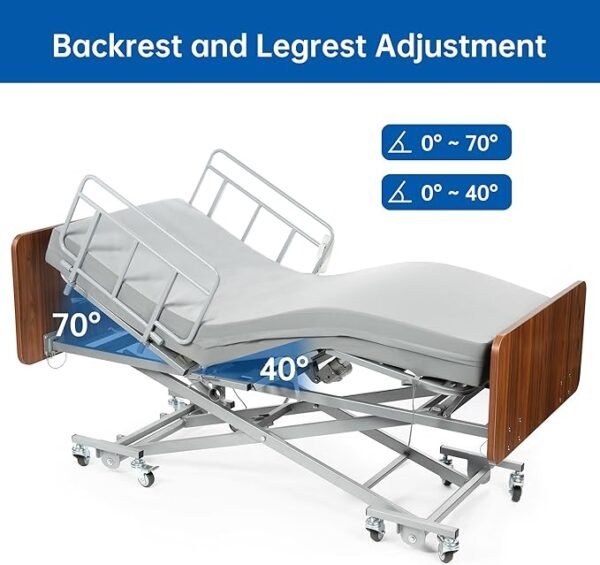 71GumdpPAWL._AC_SX679_ (1) Hospital Bed with 3 Electric Functions, Ultra Low Electric Medical Bed with 6" Foam Mattress, Adjustable Height 7.2”-27.7”, Easy Installation, 530 lbs Capacity
