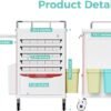 Medication Bins Cart with 200 Bins, 10 Drawers - Dual-Sided Open, 50 Medicine Boxes, Hidden Sub Workbench, Silent Casters, Container, 2 Trash Bin-Medical Crash Cart for Clinic, Hospital and Lab