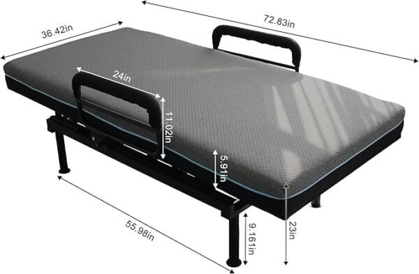 Adjustable Hospital Bed for Seniors Elderly with Mattress, Electric Lift Bed with Remote, Fall-Safe Frame&Meal Tray,Head&Foot Incline,Adjustable Bed Base for Safe Lying/Standing/Aid/Sitting,Twin