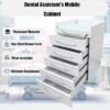 71K22jOcP3L._AC_SX679_ 5 Drawer Mobile Dental File Storage Cabinet Stainless Steel White Medical Assistant's Cabinet Utility Cart Glass Countertop with Lock and Wheels and Storage Tray for Office Hospital School